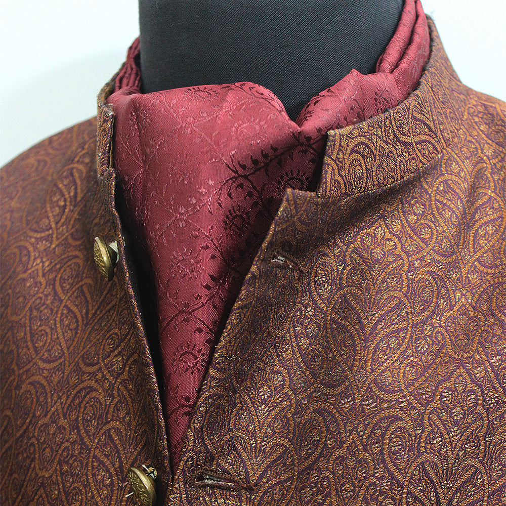 Maroon Festive Cravat — men's silk cravat, view 5