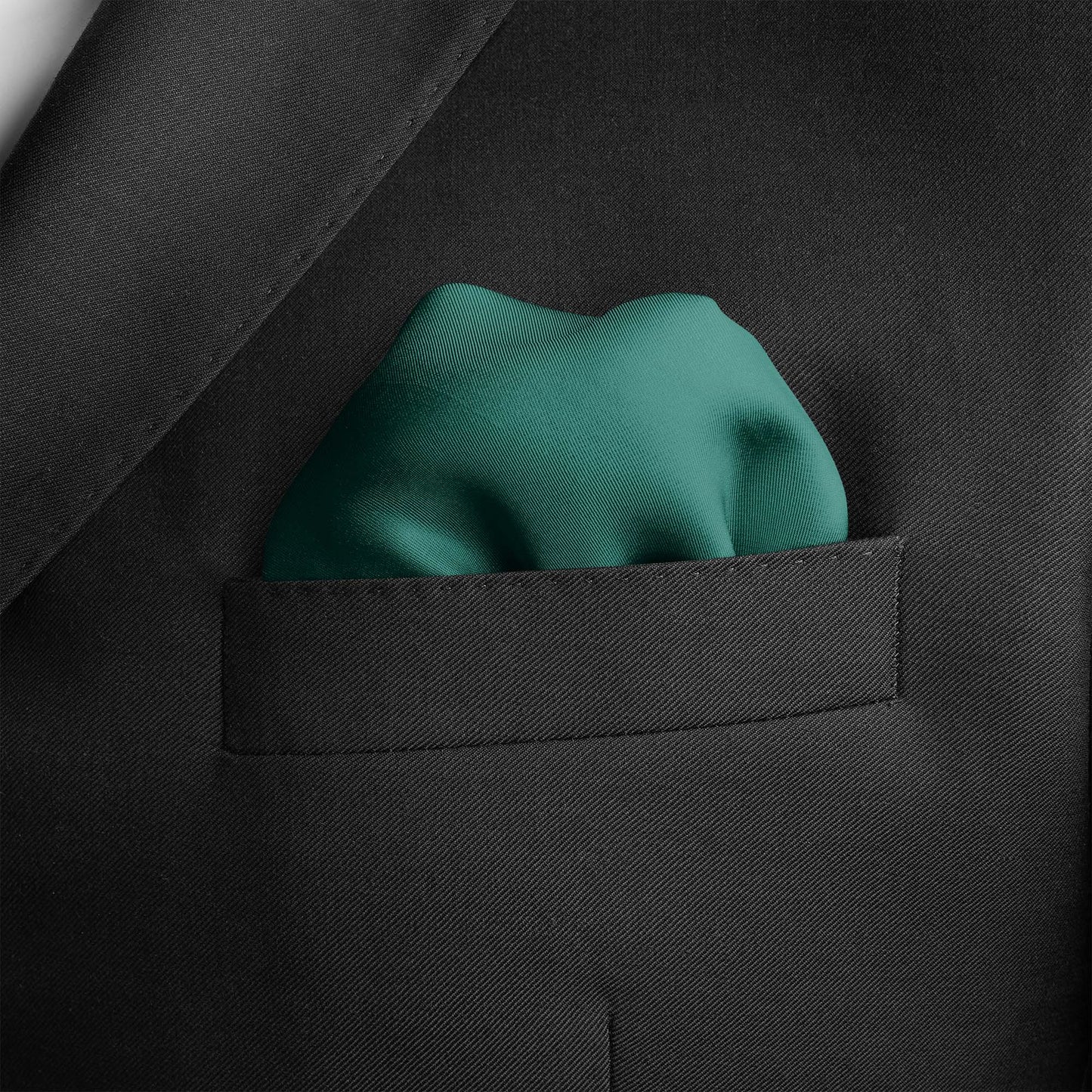 The Solid Caribbean Green Silk Pocket Square — men's silk pocket square, view 4