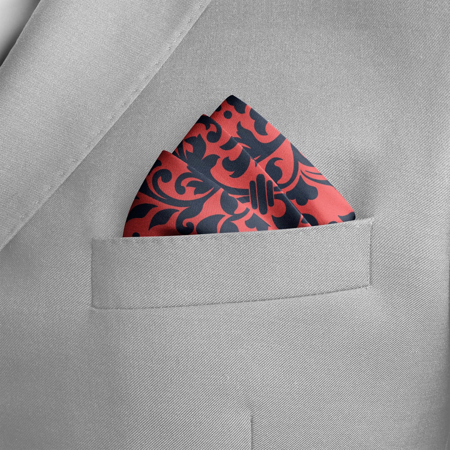 PatróN De Damasco Antiguo Silk Pocket Square — men's silk pocket square, view 4