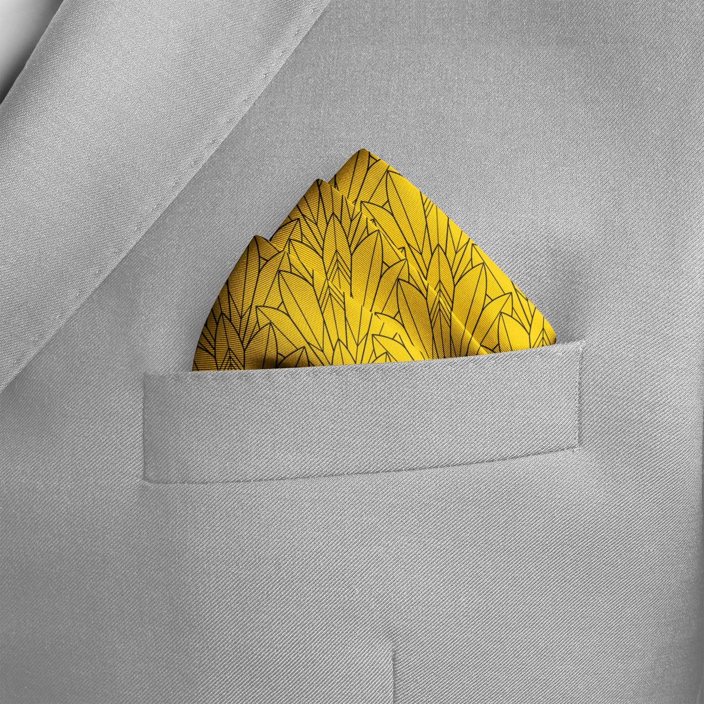 Sunny Foliage Silk Pocket Square — men's silk pocket square, view 4