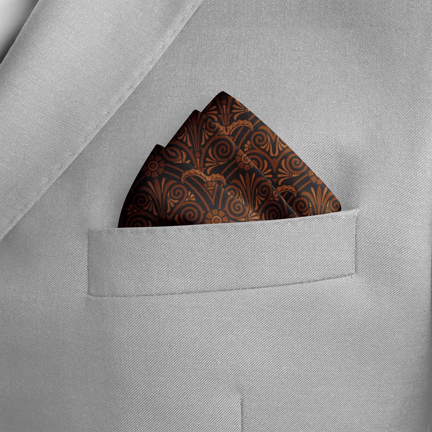 Vintage Brown Silk Pocket Square — men's silk pocket square, view 4