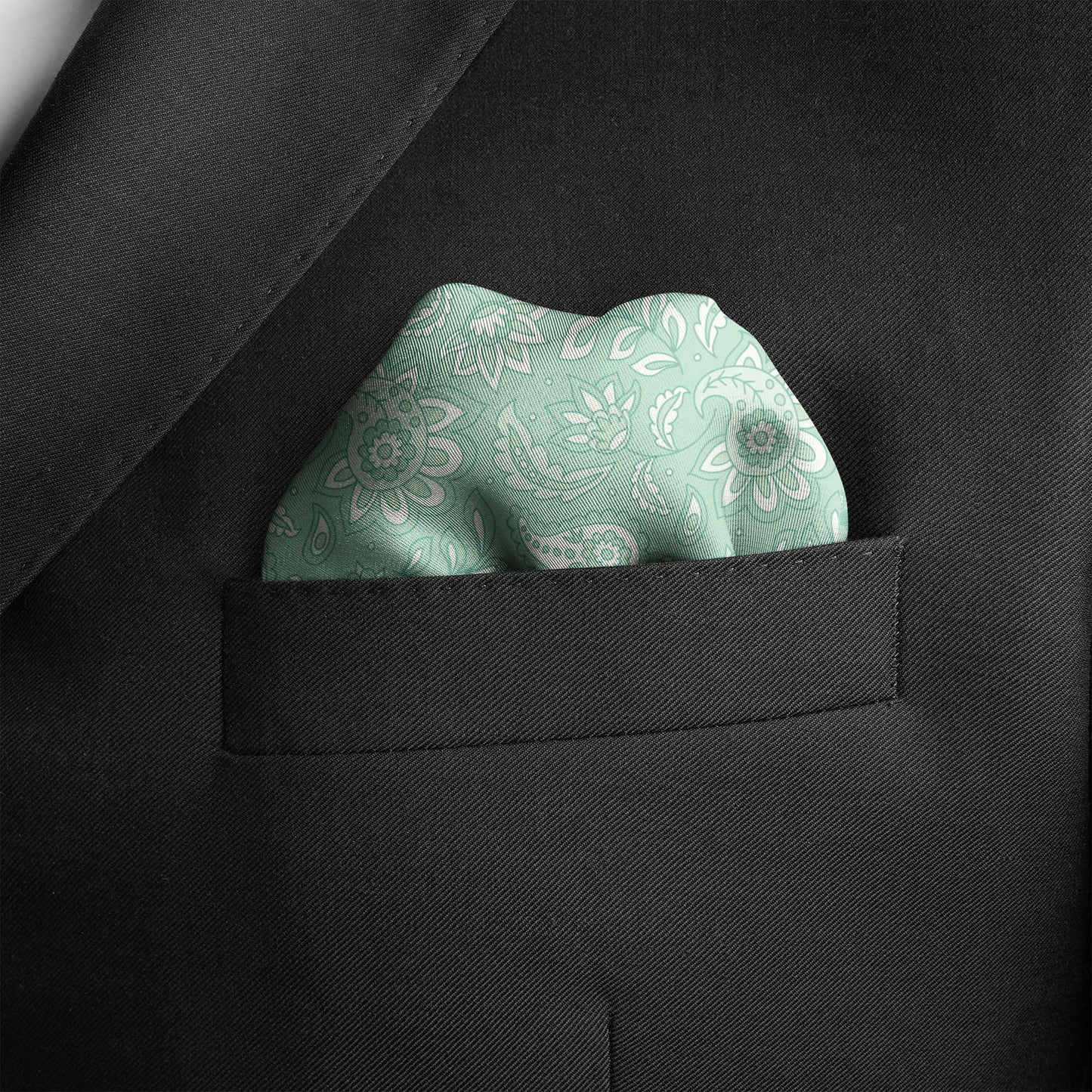 Four In One Pastel Green Silk Pocket Square — men's silk pocket square, view 5