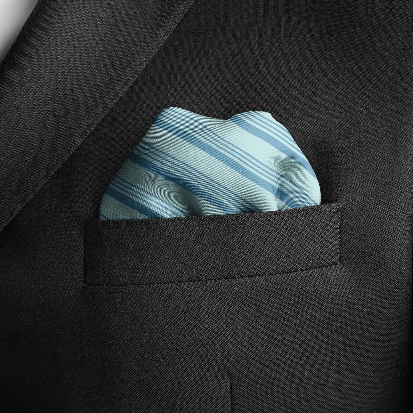 Four In One Pastel Ice Blue Silk Pocket Square — men's silk pocket square, view 5