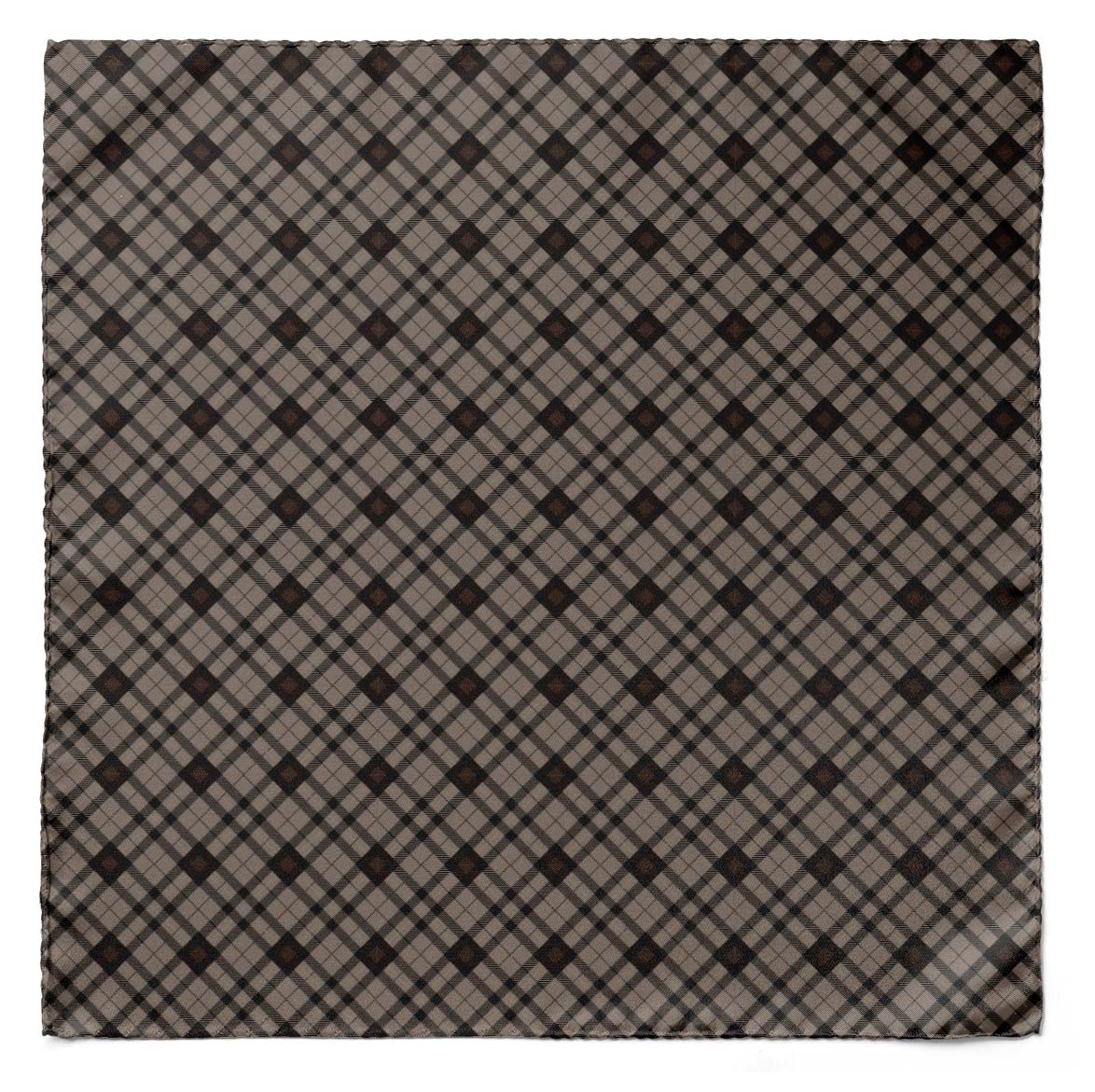 The Umber Brown Plaid Silk Scarf & Pocket Square Set — men's silk scarf, view 5