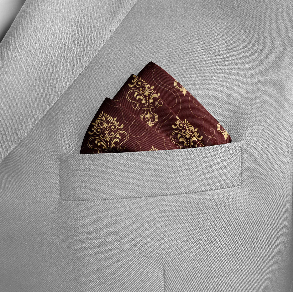 Caput Mortuum Dark Silk Pocket Square — men's silk pocket square, view 4