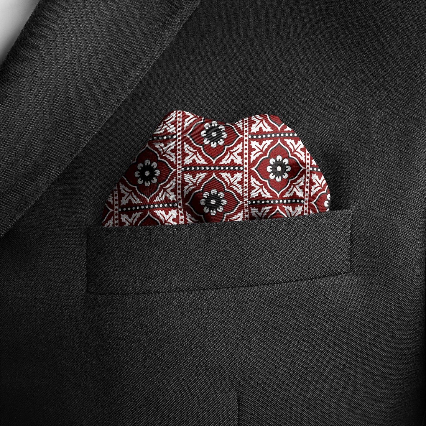 Traditional Ajrak Silk Pocket Square (Luxe Collection) — men's silk pocket square, view 6