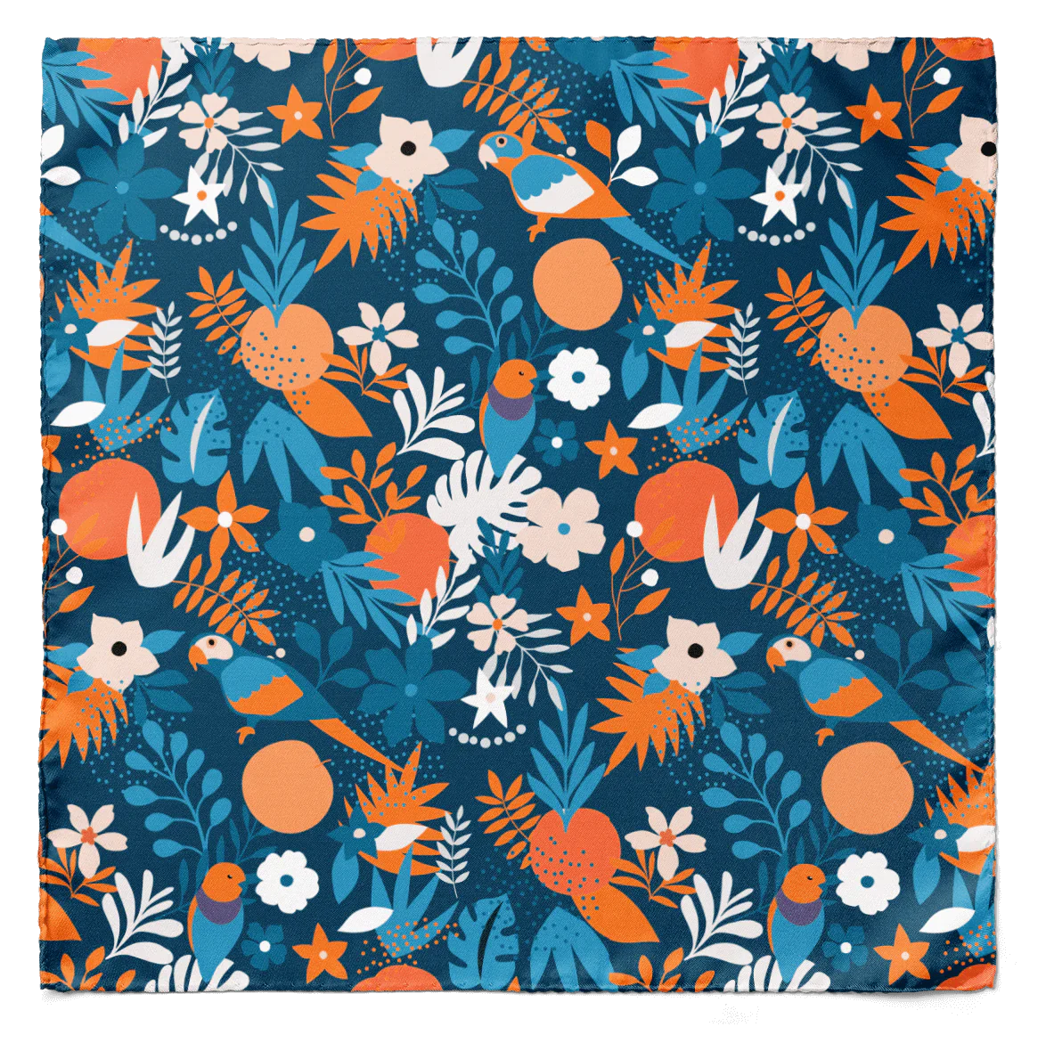 W21-Tropica Bird Silk Cravat — men's silk cravat, view 4