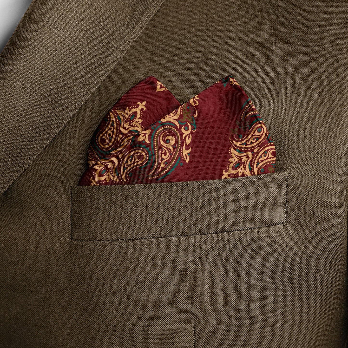 Maroon & Black Mystery Silk Pocket Square — men's silk pocket square, view 9