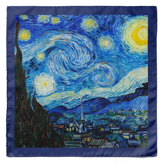 The Starry Night Silk Pocket Square — men's 100% silk pocket square