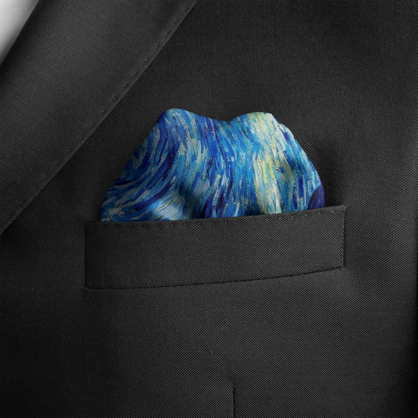 The Starry Night Silk Pocket Square — men's silk pocket square, view 3