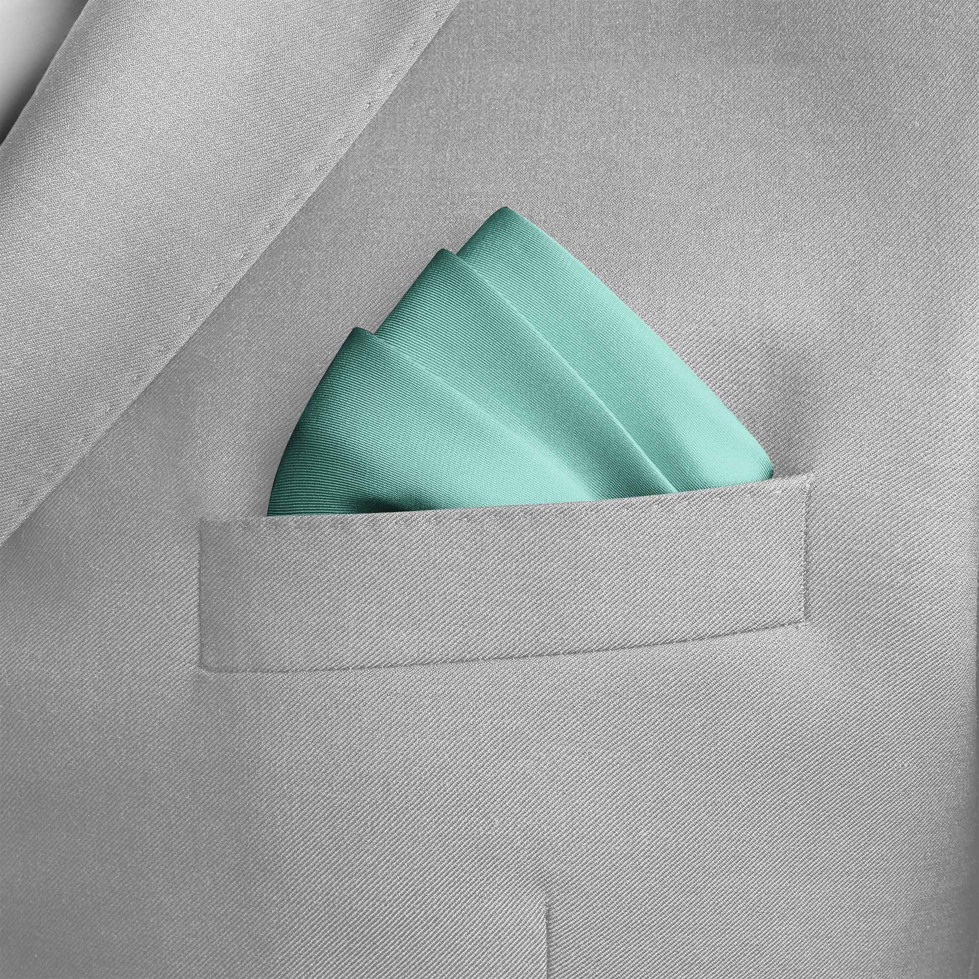 The Solid Aquamarine Silk Pocket Square — men's silk pocket square, view 4