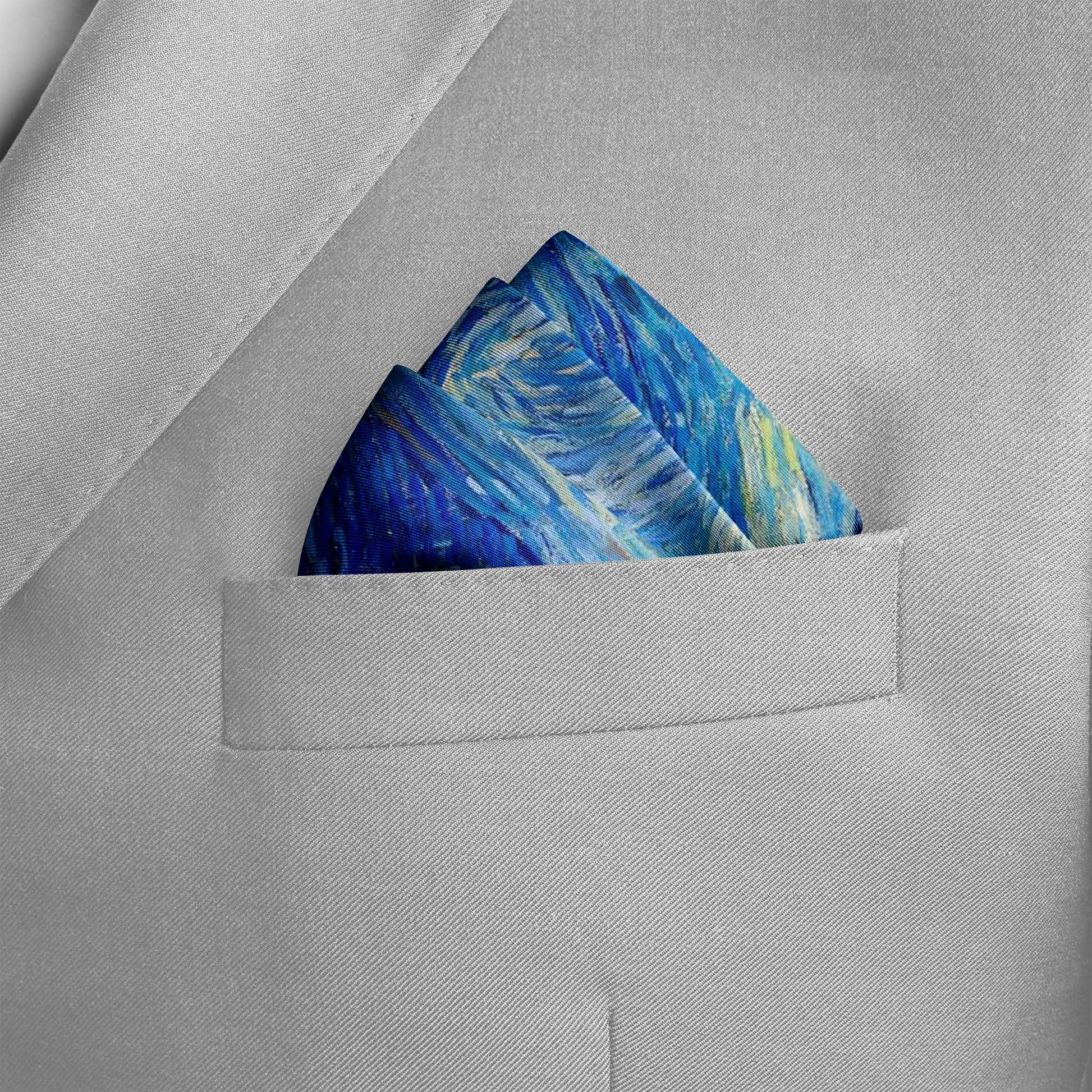 The Starry Night Silk Pocket Square — men's silk pocket square, view 4