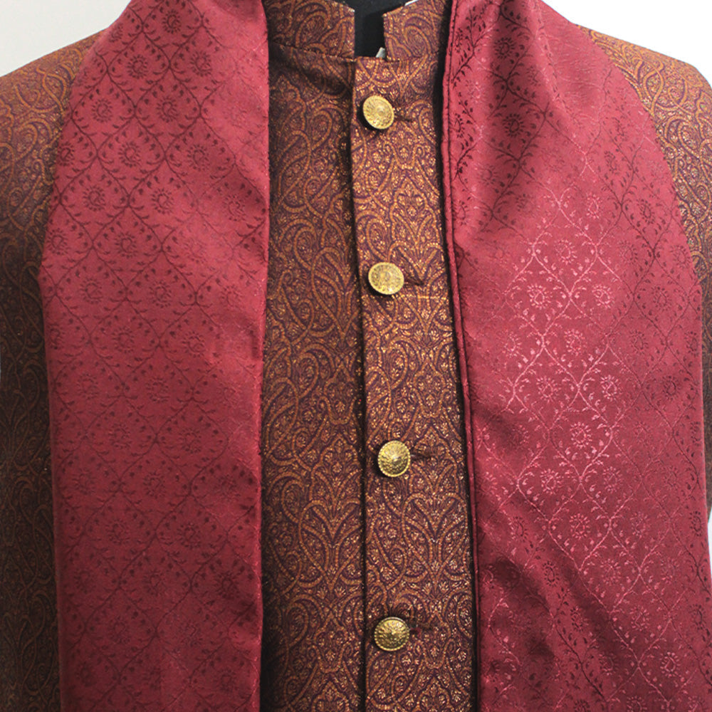 Maroon Festive Cravat — men's silk cravat, view 4