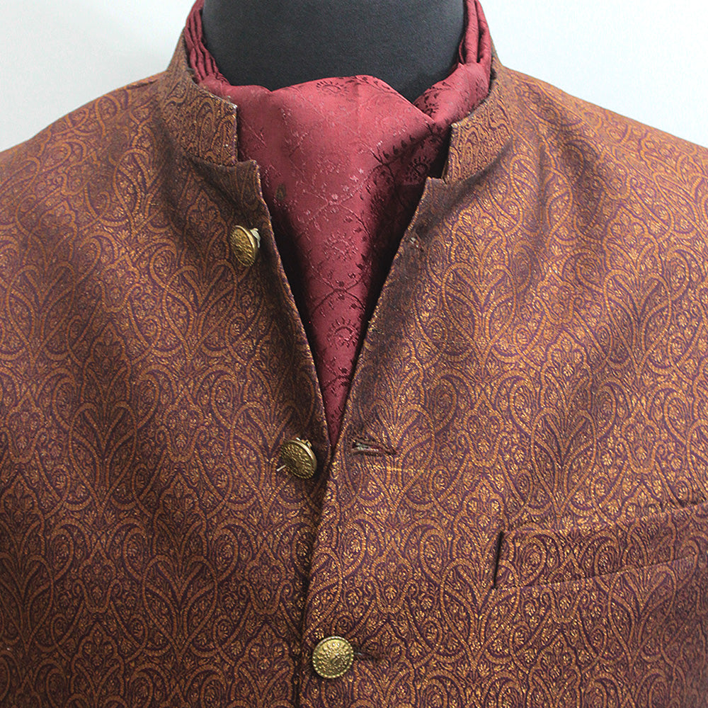 Maroon Festive Cravat — men's silk cravat, view 3