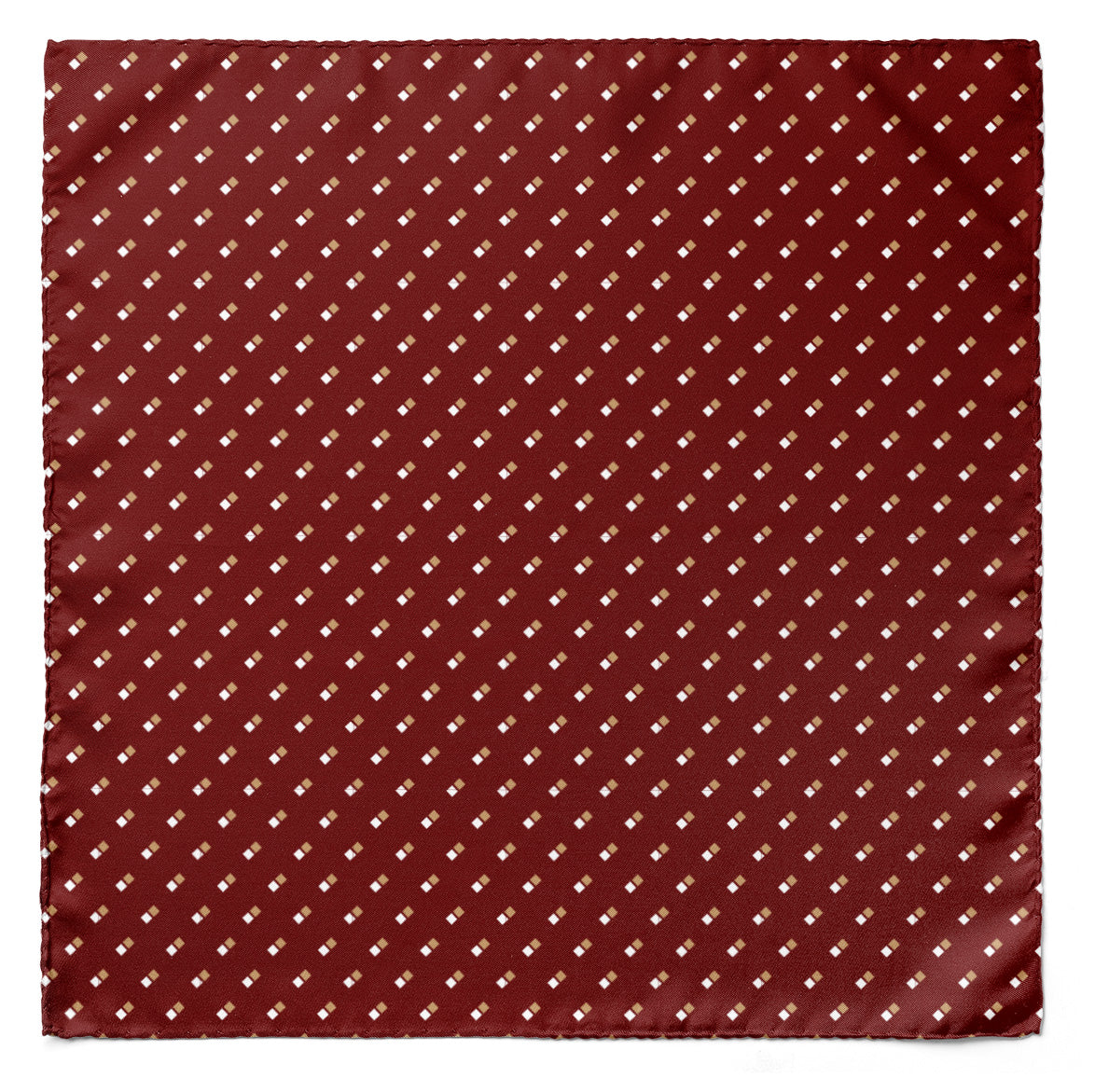 Double Dotted Maroon Silk Pocket Square — men's 100% silk pocket square