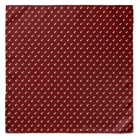 Double Dotted Maroon Silk Pocket Square — men's 100% silk pocket square