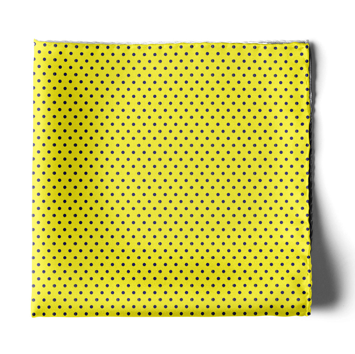Yellow With Black Polka Silk Pocket Square — men's silk pocket square, view 2