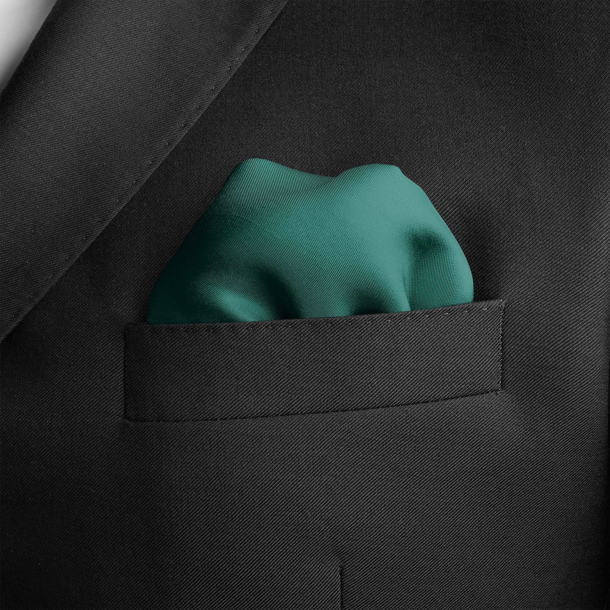 The Solid Caribbean Green Silk Pocket Square — men's silk pocket square, view 4