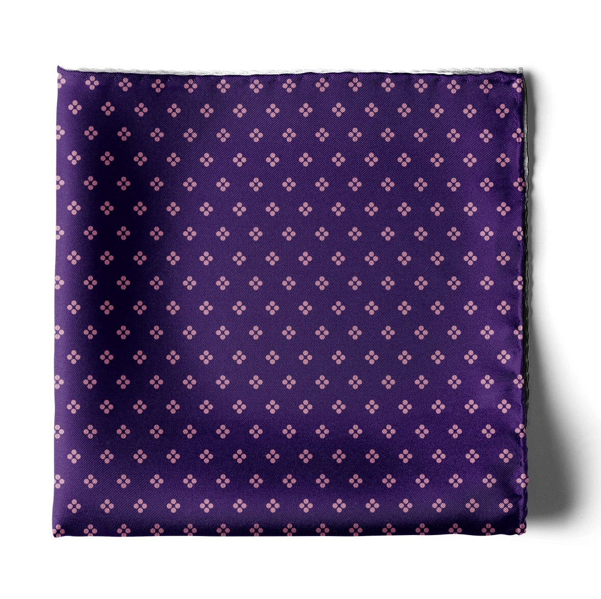 Purple Quadruple Polka Silk Pocket Square — men's silk pocket square, view 2