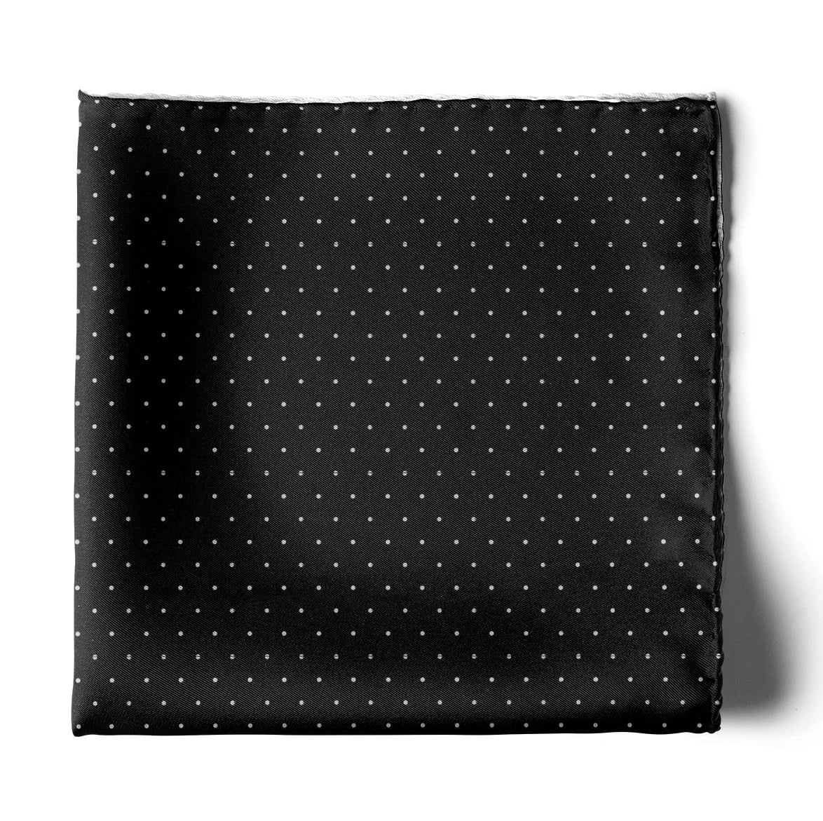 Black With White Polka Silk Pocket Square — men's silk pocket square, view 2
