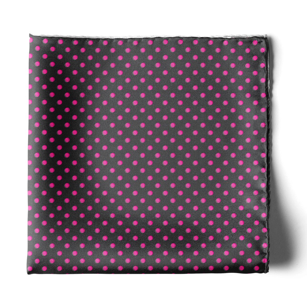 Black With Pink Polka Silk Pocket Square — men's silk pocket square, view 2