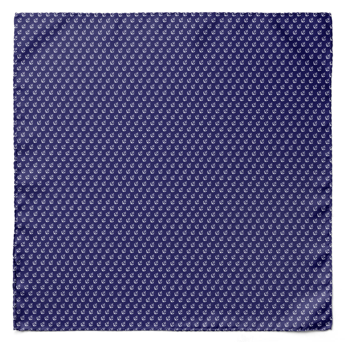 Navy Valour Anchor Silk Pocket Square — men's 100% silk pocket square