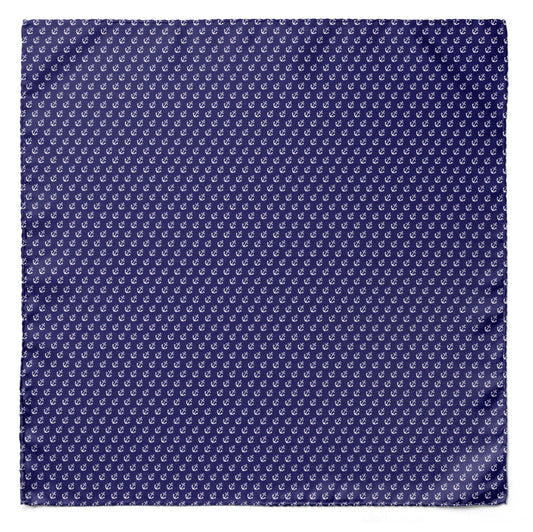Navy Valour Anchor Silk Pocket Square — men's 100% silk pocket square