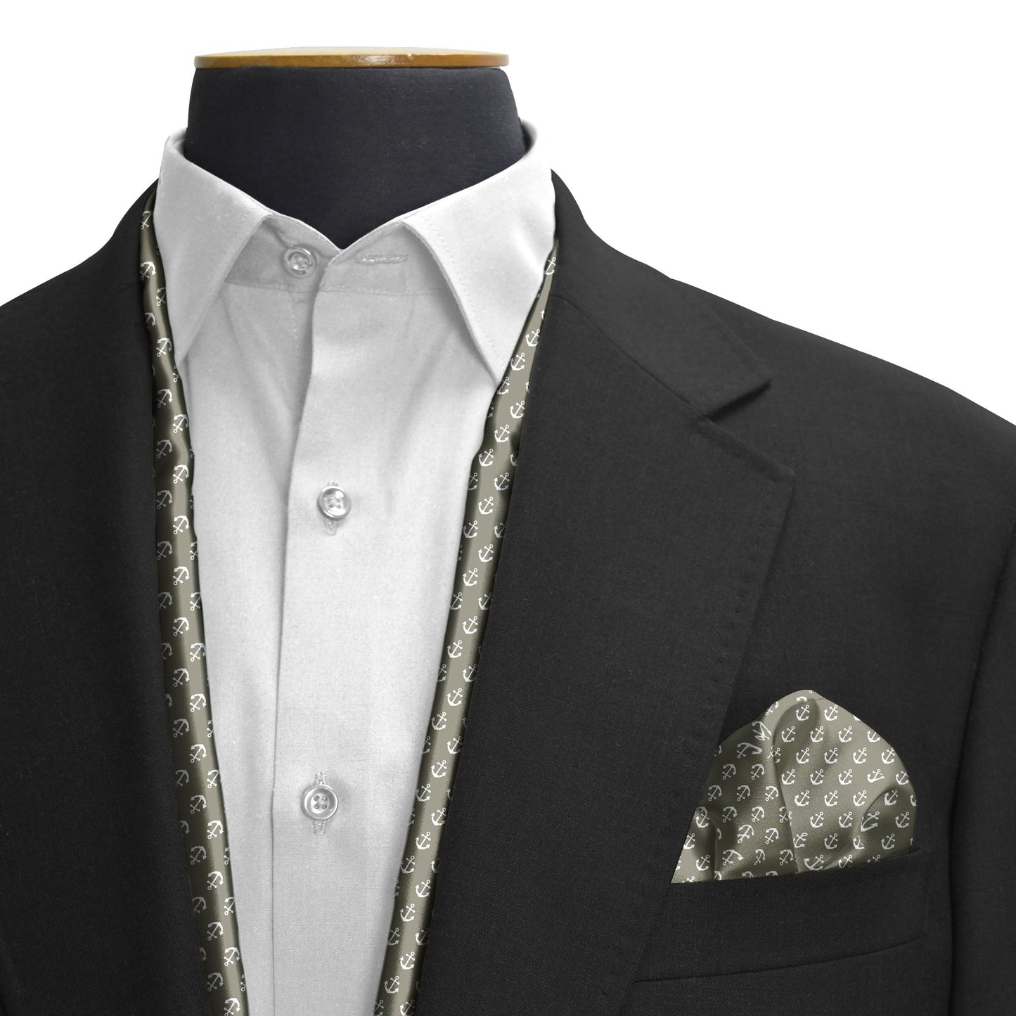 Anchored Navy Pride Silk Scarf & Pocket Square Set — men's silk scarf, view 3