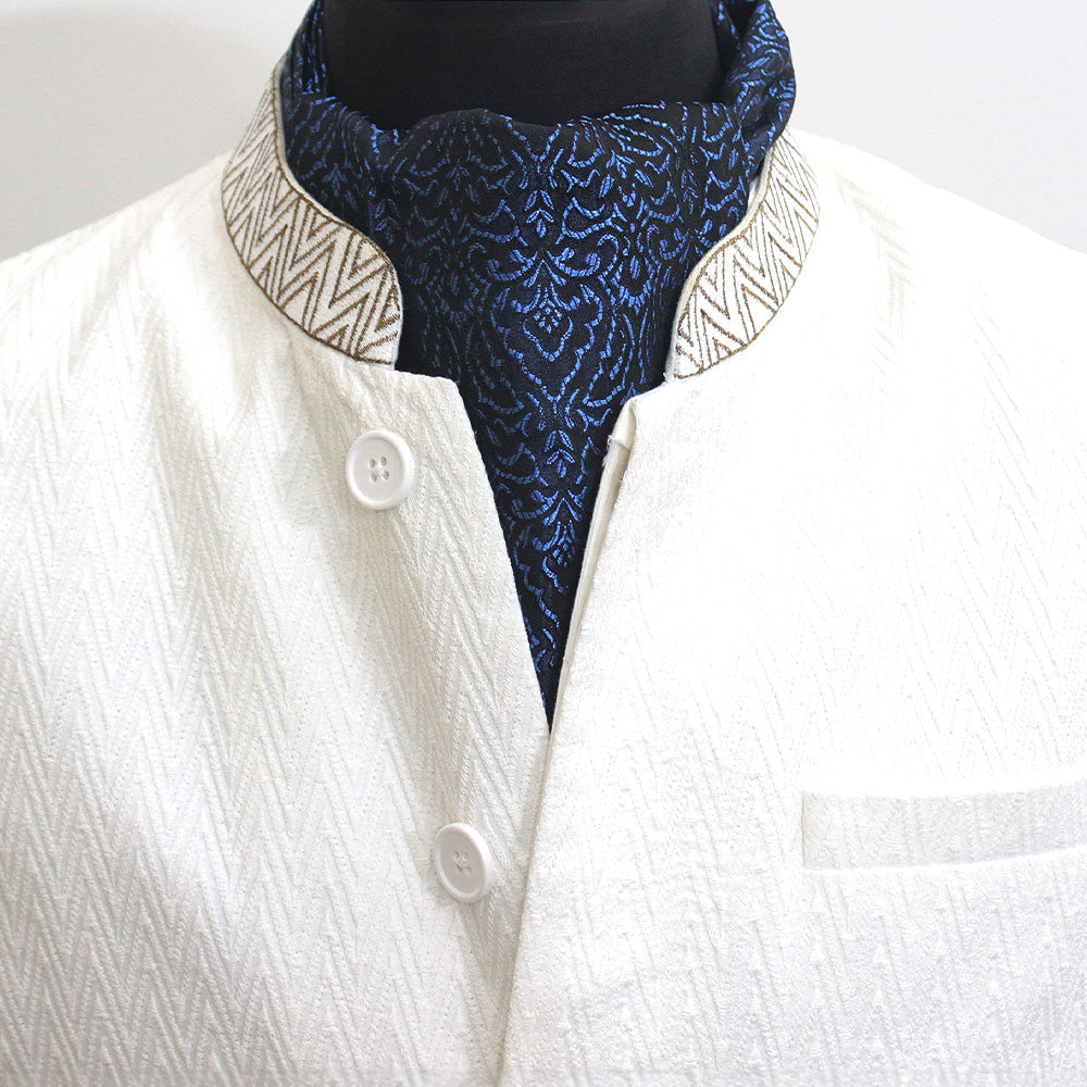 Royal Blue Festive Cravat — men's silk cravat, view 3