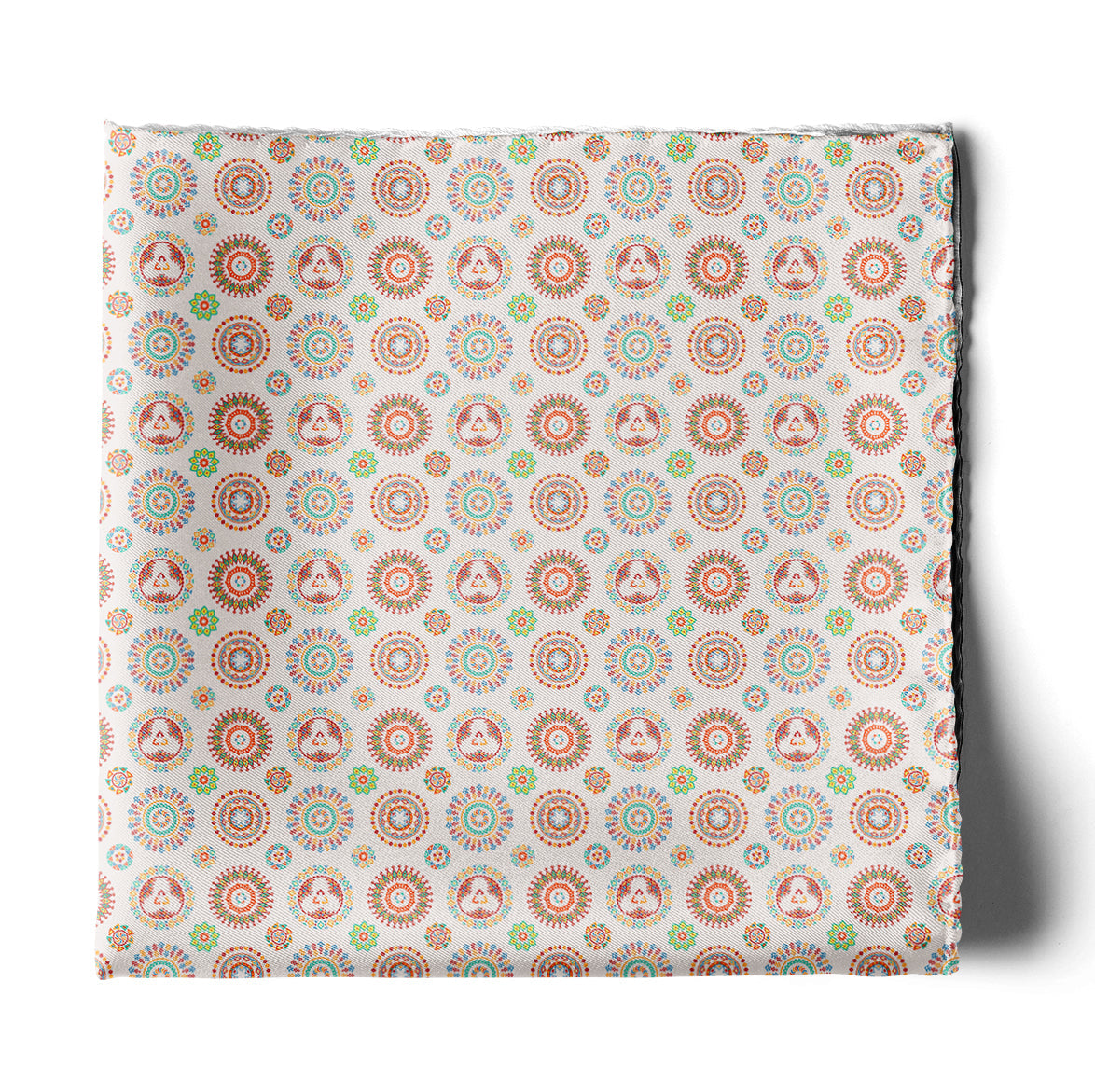Kaleidoscopic Geometric Fusion Silk Pocket Square — men's silk pocket square, view 2
