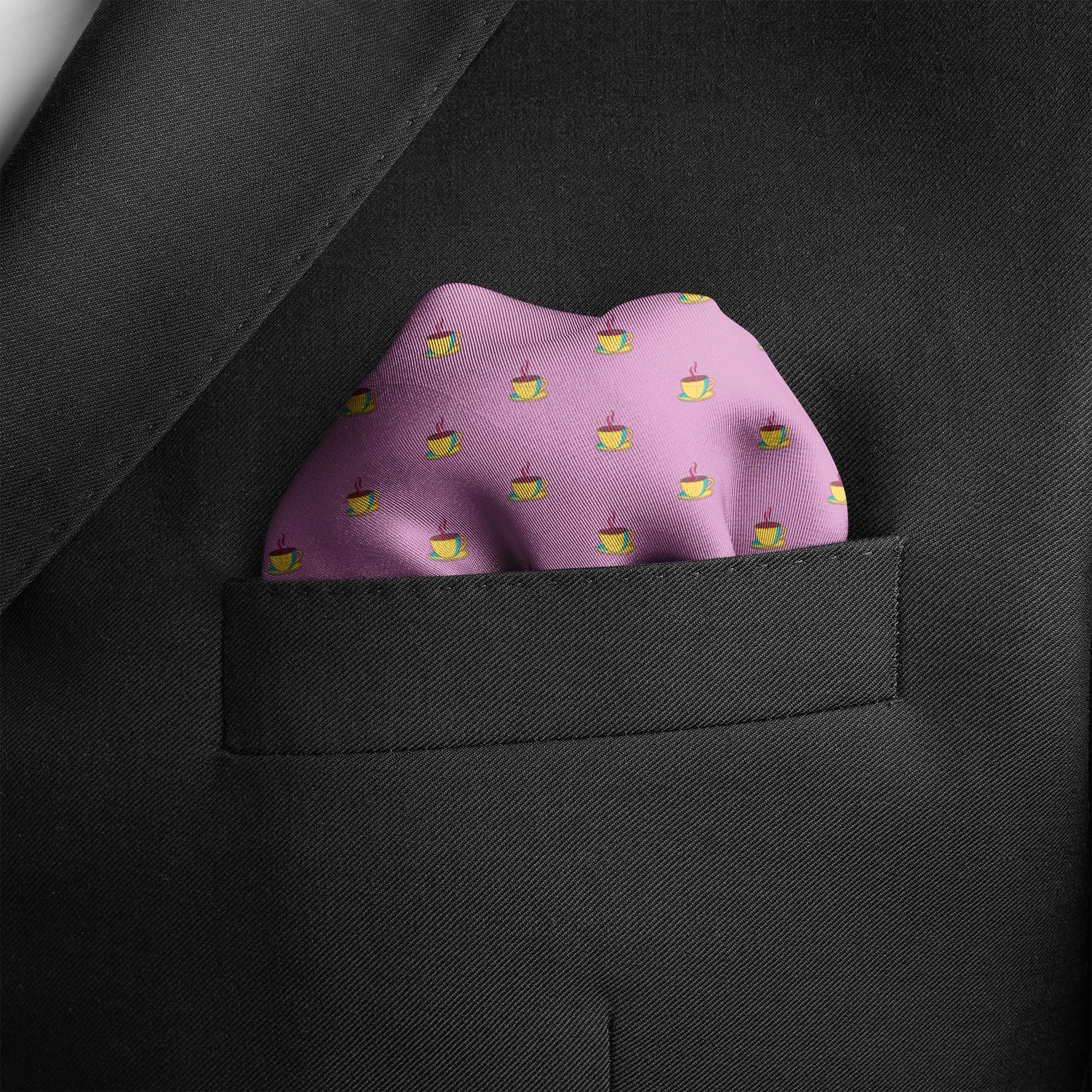 The Pink Tea Party Silk Pocket Square — men's silk pocket square, view 3