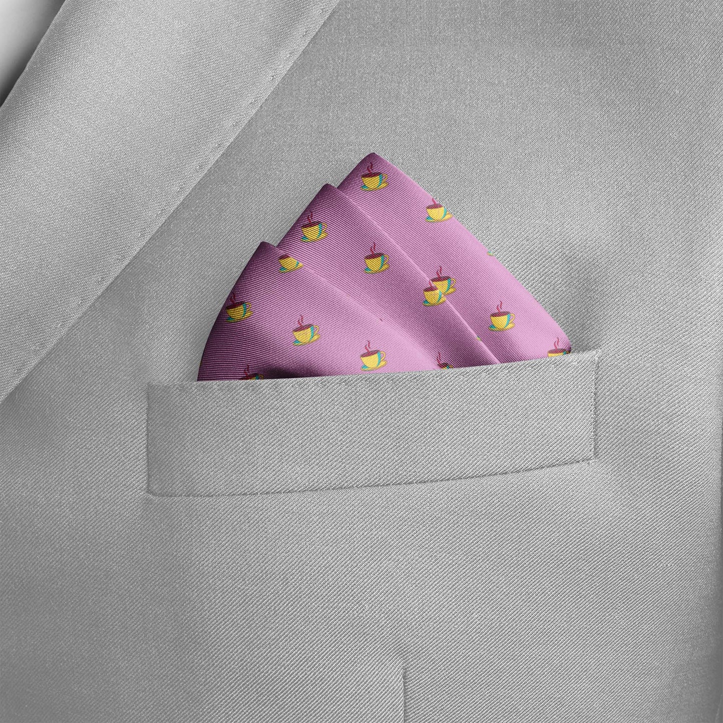 The Pink Tea Party Silk Pocket Square — men's silk pocket square, view 4
