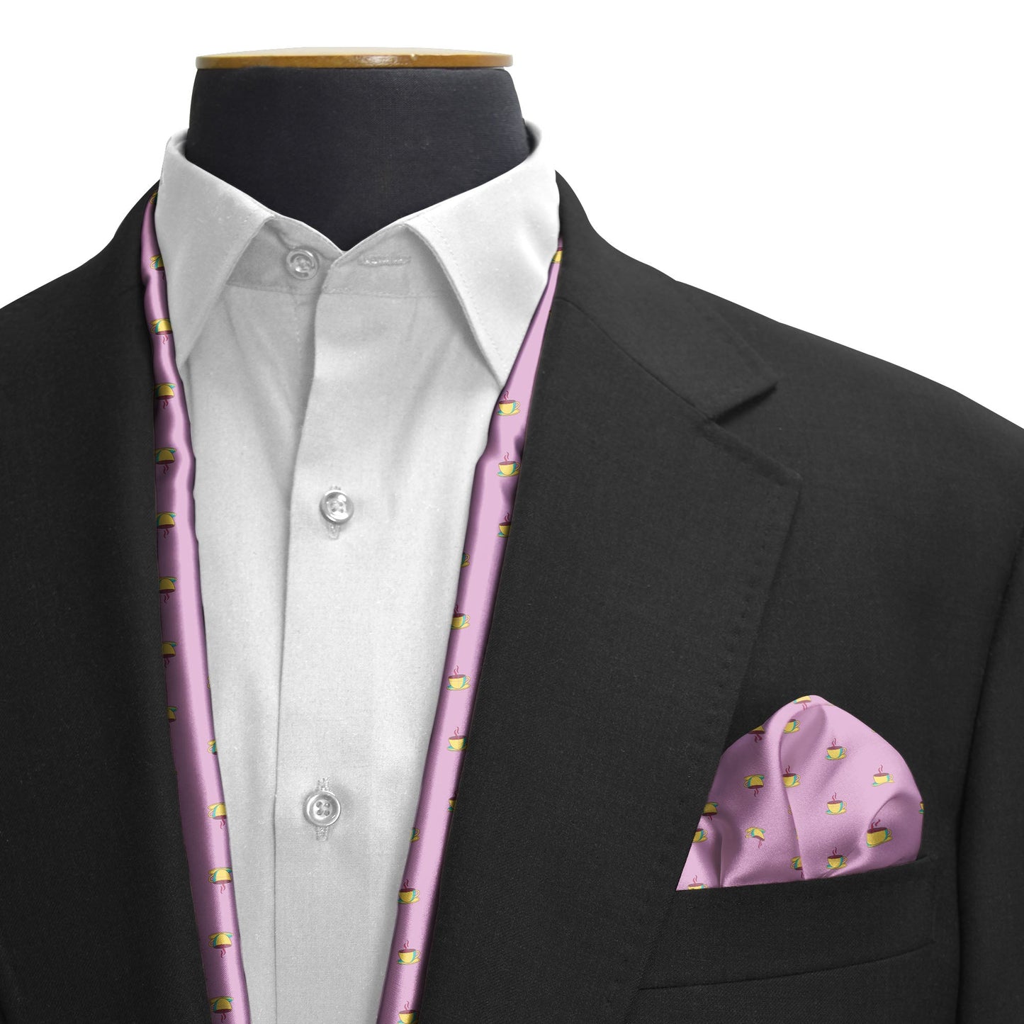 The Pink Tea Party Silk Scarf & Pocket Square Set — men's silk scarf, view 3