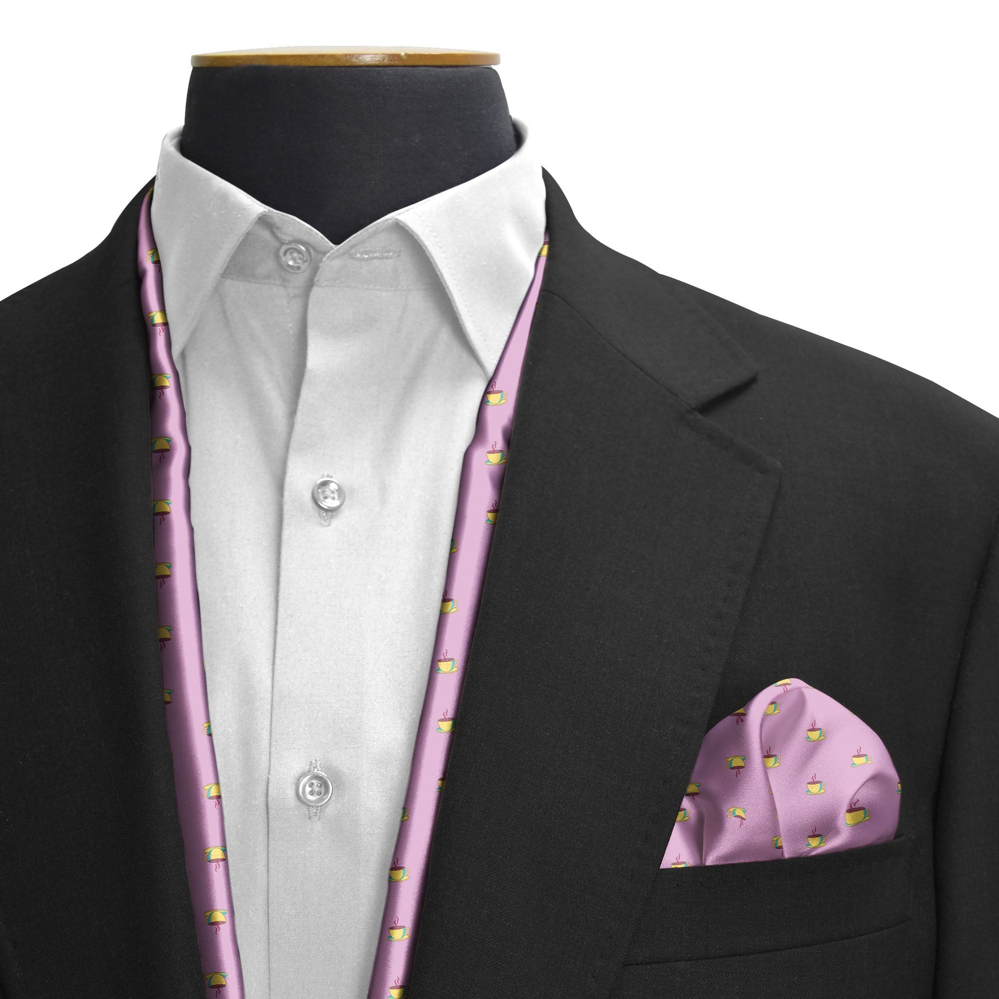 The Pink Tea Party Silk Scarf & Pocket Square Set — men's silk scarf, view 3