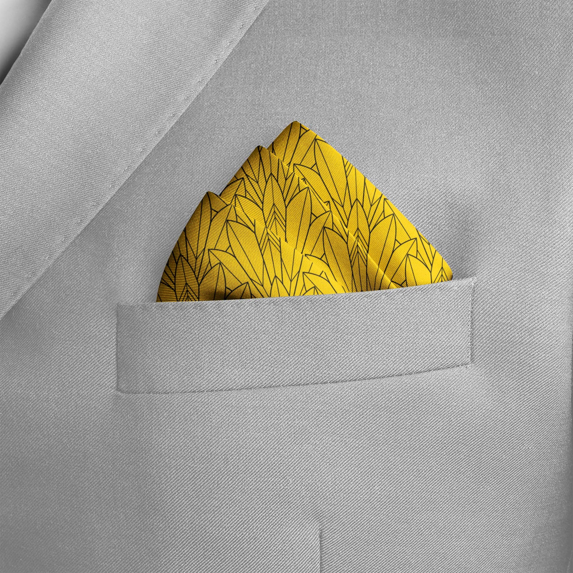 Sunny Foliage Silk Pocket Square — men's silk pocket square, view 4