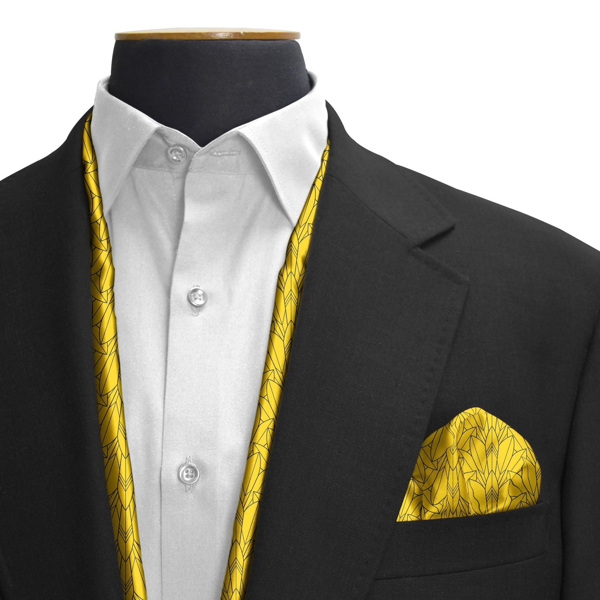Sunny Foliage Silk Scarf & Pocket Square Set — men's silk scarf, view 3