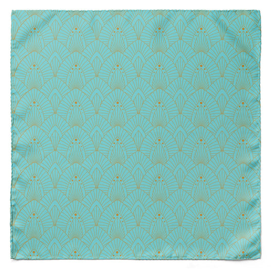 Aqua Botanical Bliss Silk Pocket Square — men's 100% silk pocket square