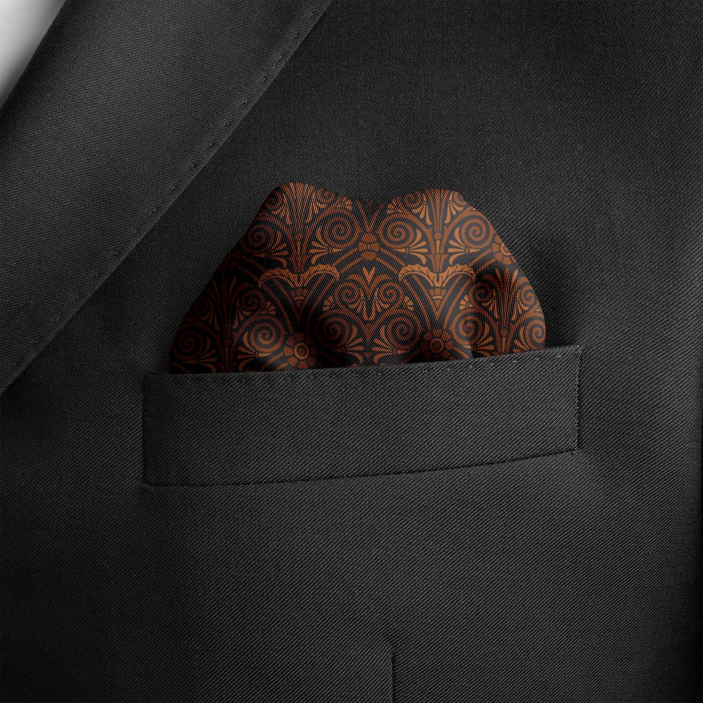 Vintage Brown Silk Pocket Square — men's silk pocket square, view 3