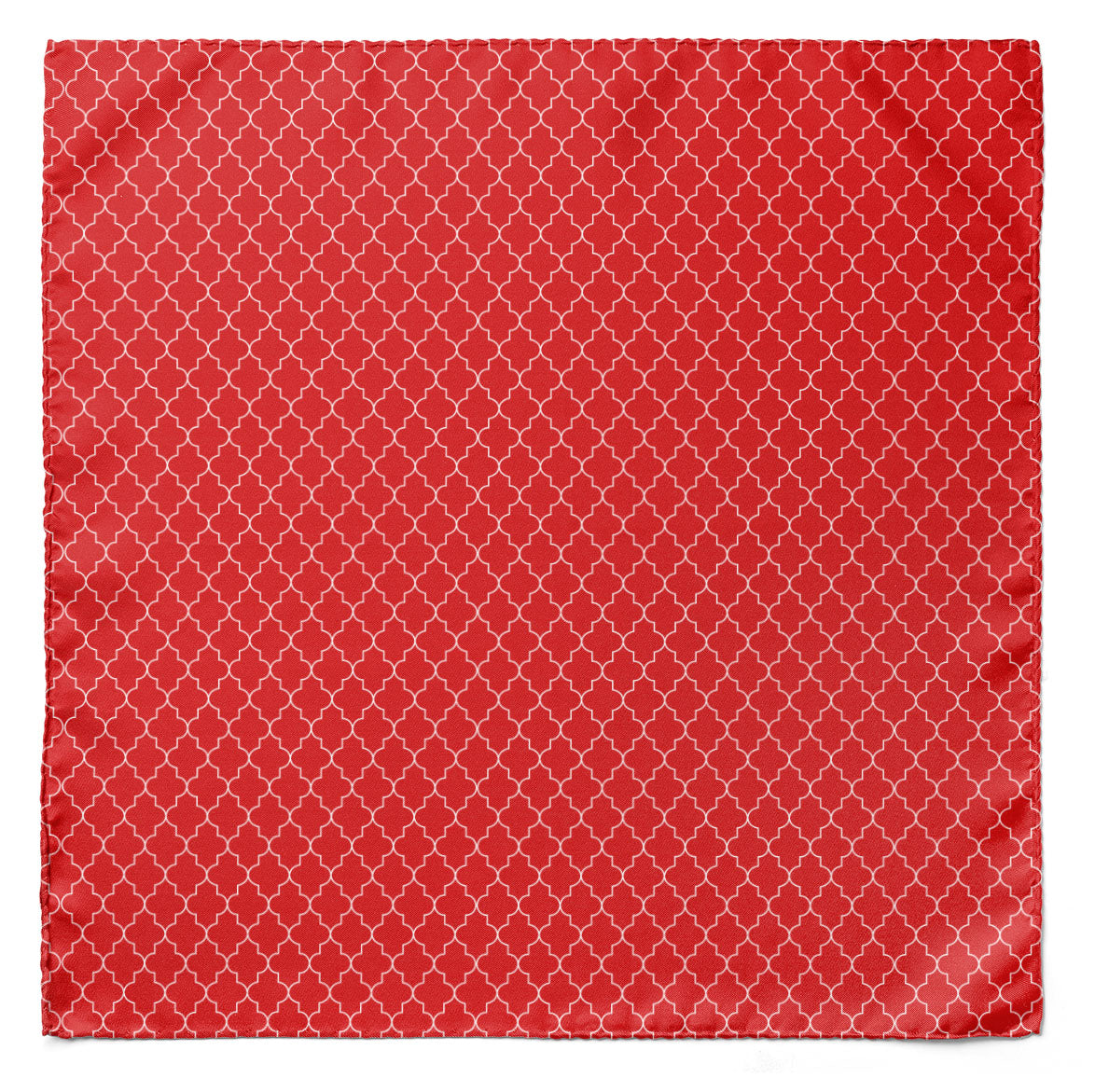 Red White Tartan Silk Pocket Square — men's silk pocket square, view 3
