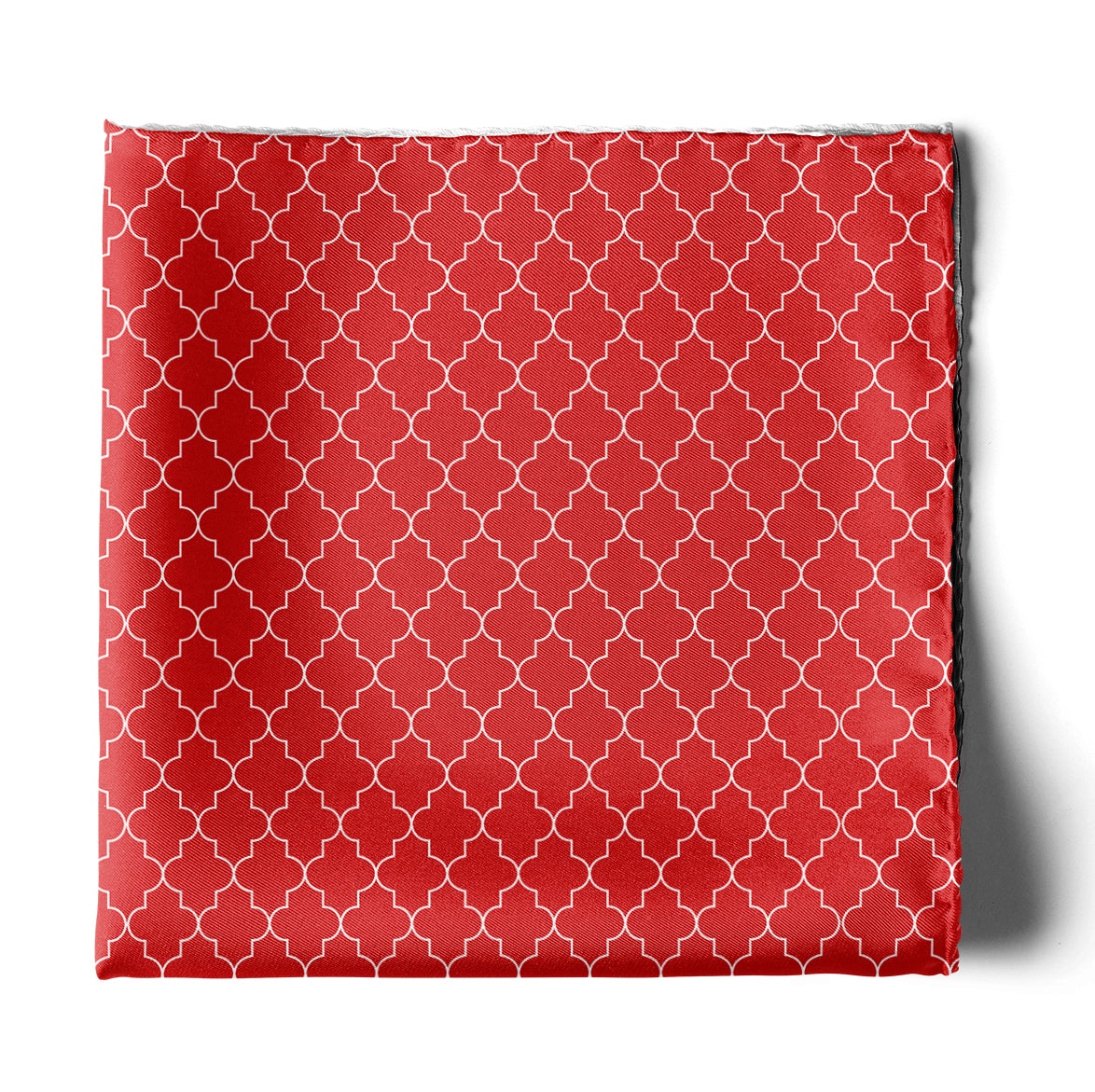 Red White Tartan Silk Pocket Square — men's silk pocket square, view 4
