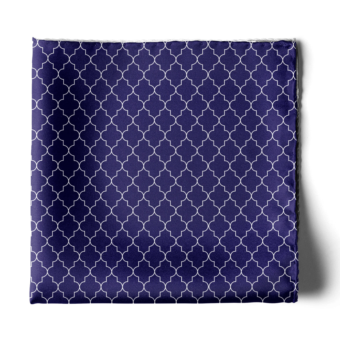 Blue White Tartan Silk Pocket Square — men's silk pocket square, view 4