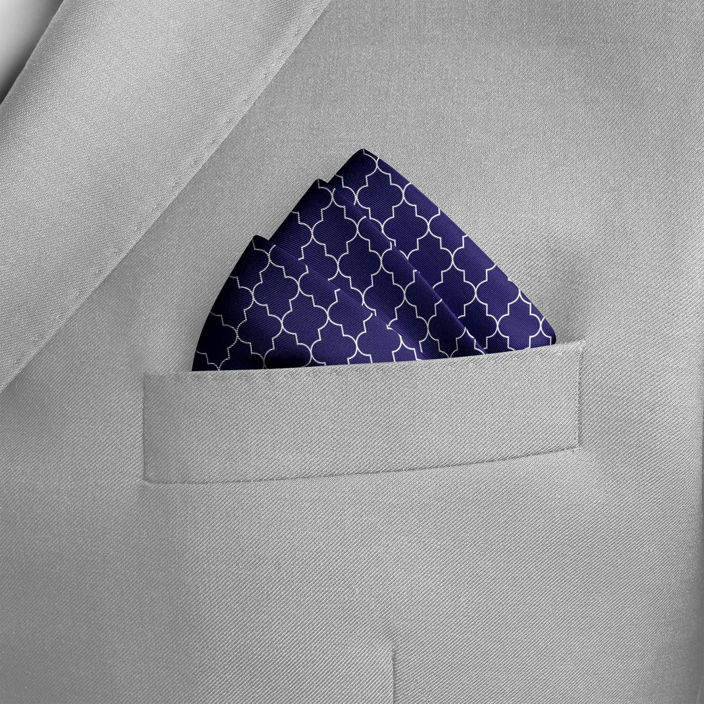 Blue White Tartan Silk Pocket Square — men's silk pocket square, view 6