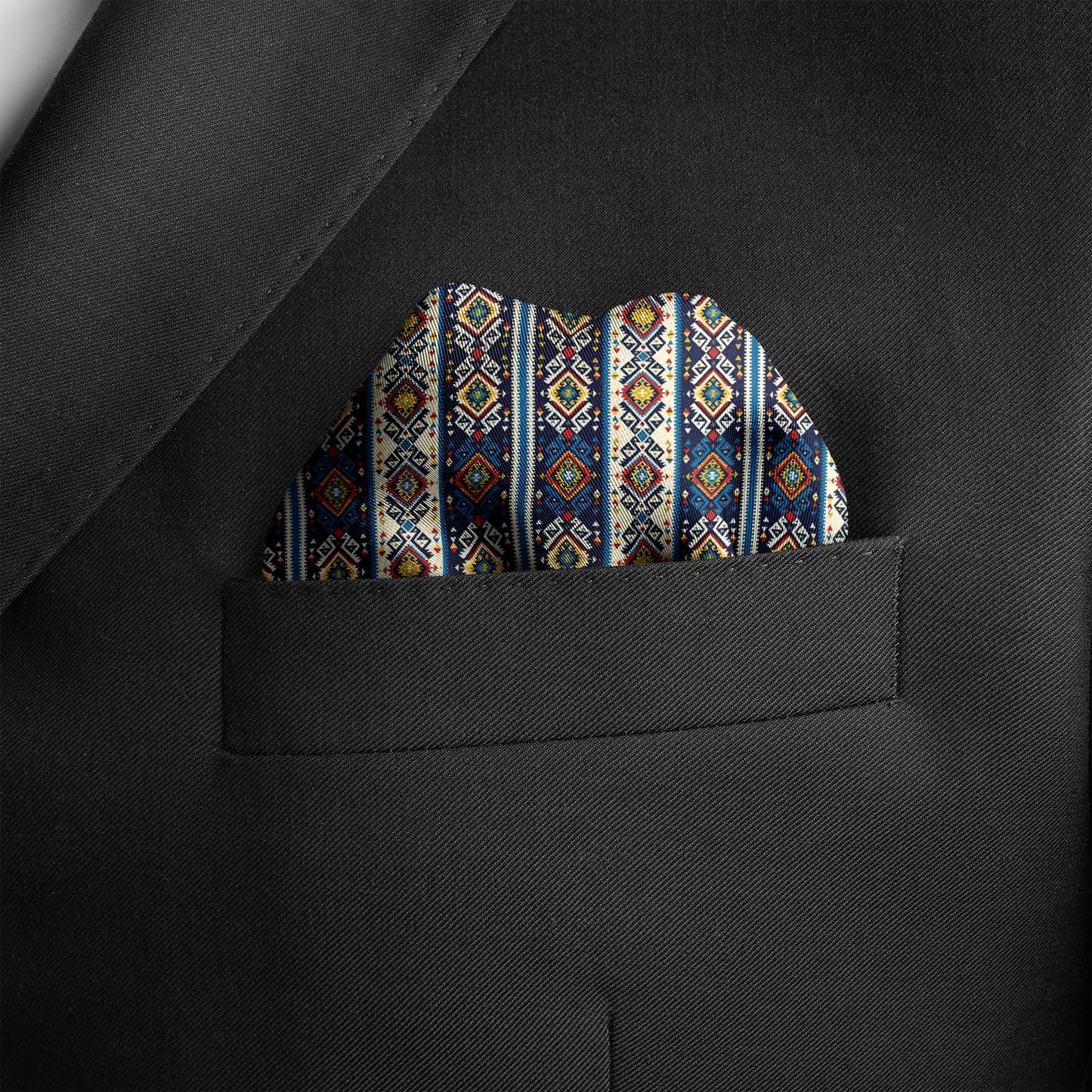 Diamond Maze Silk Pocket Square — men's silk pocket square, view 3