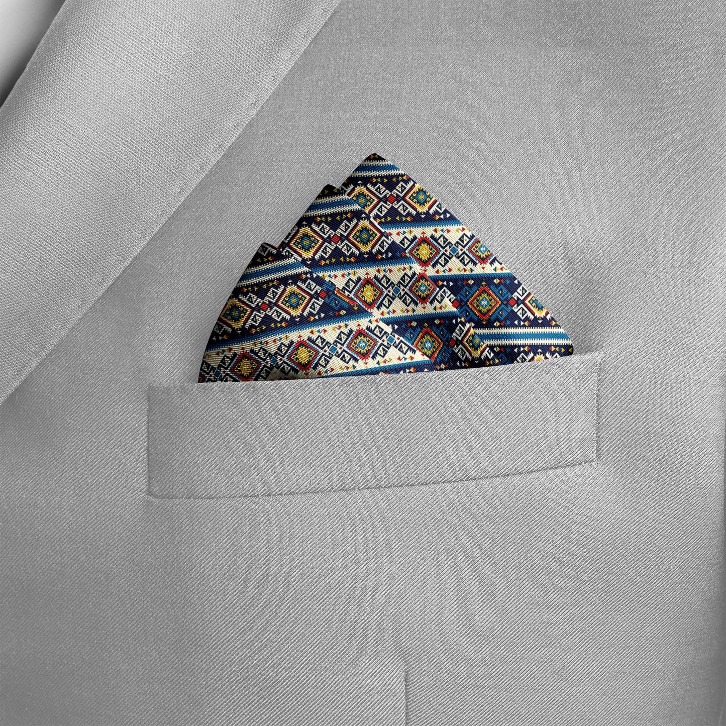 Diamond Maze Silk Pocket Square — men's silk pocket square, view 4