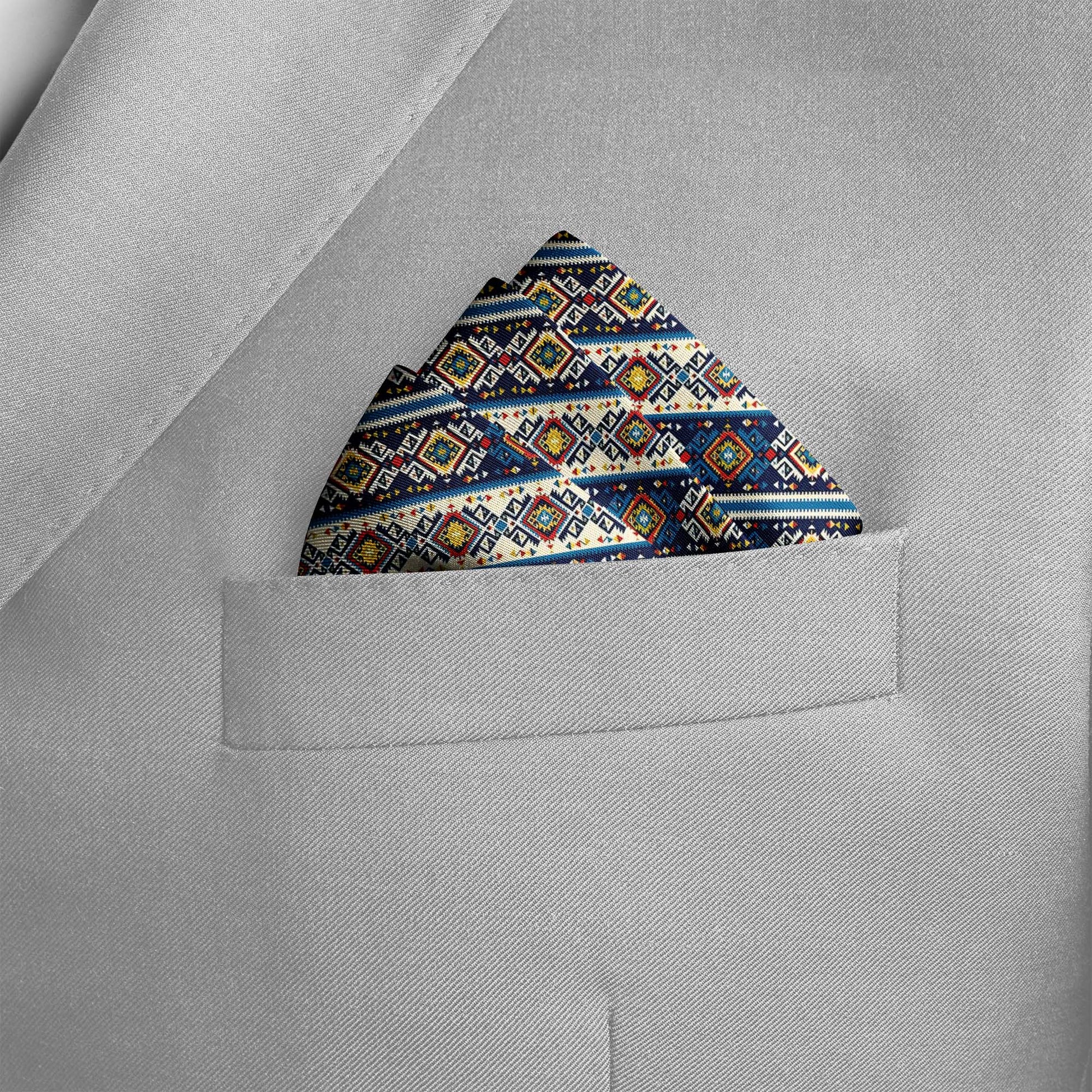 Diamond Maze Silk Pocket Square — men's silk pocket square, view 4