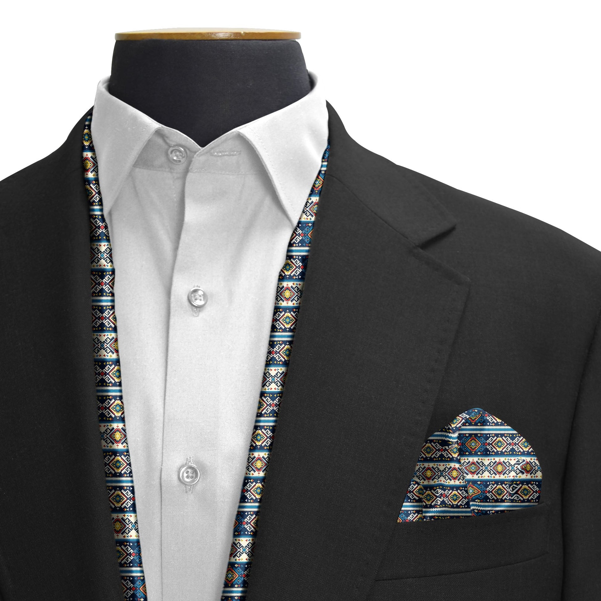 Diamond Maze Silk Scarf & Pocket Square Set — men's silk scarf, view 3