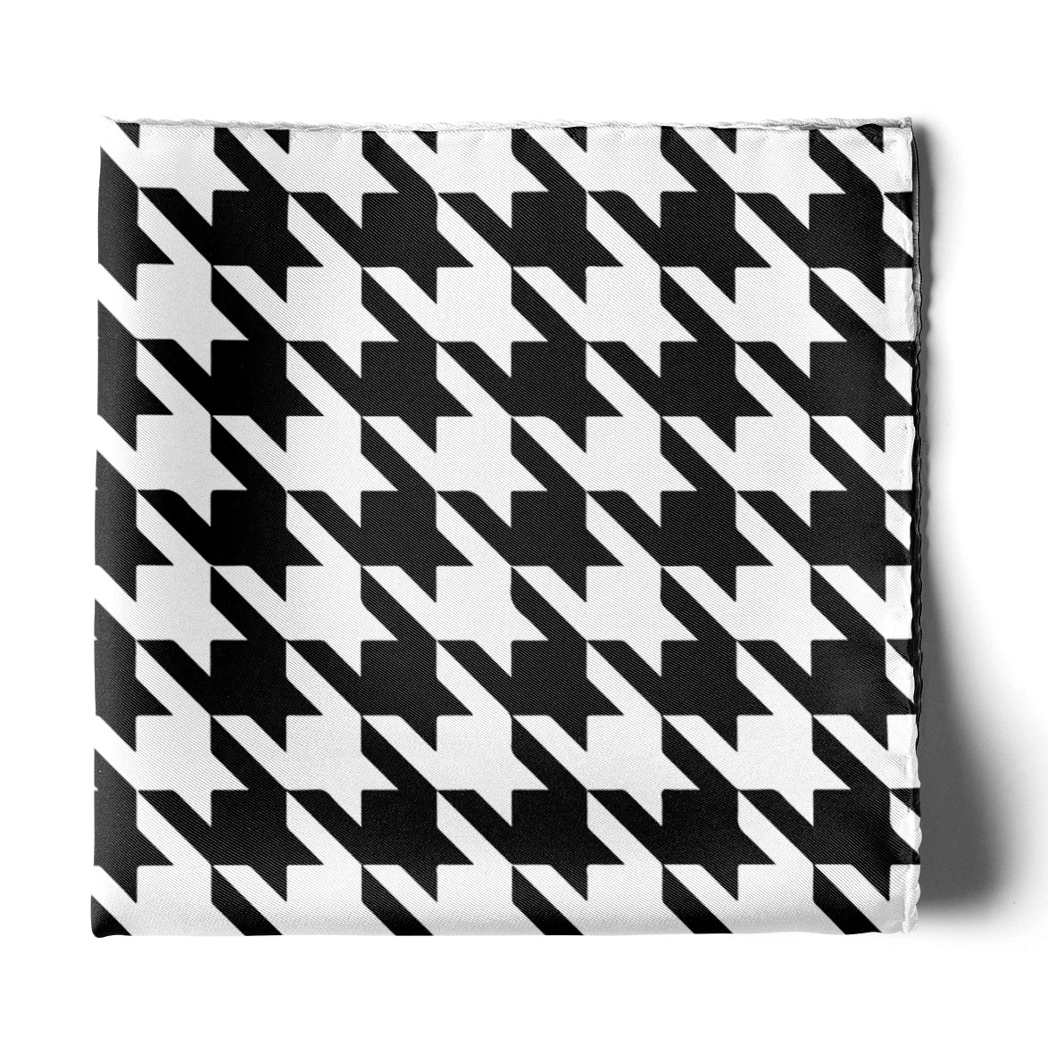 Houndstooth Silk Pocket Square — men's silk pocket square, view 4