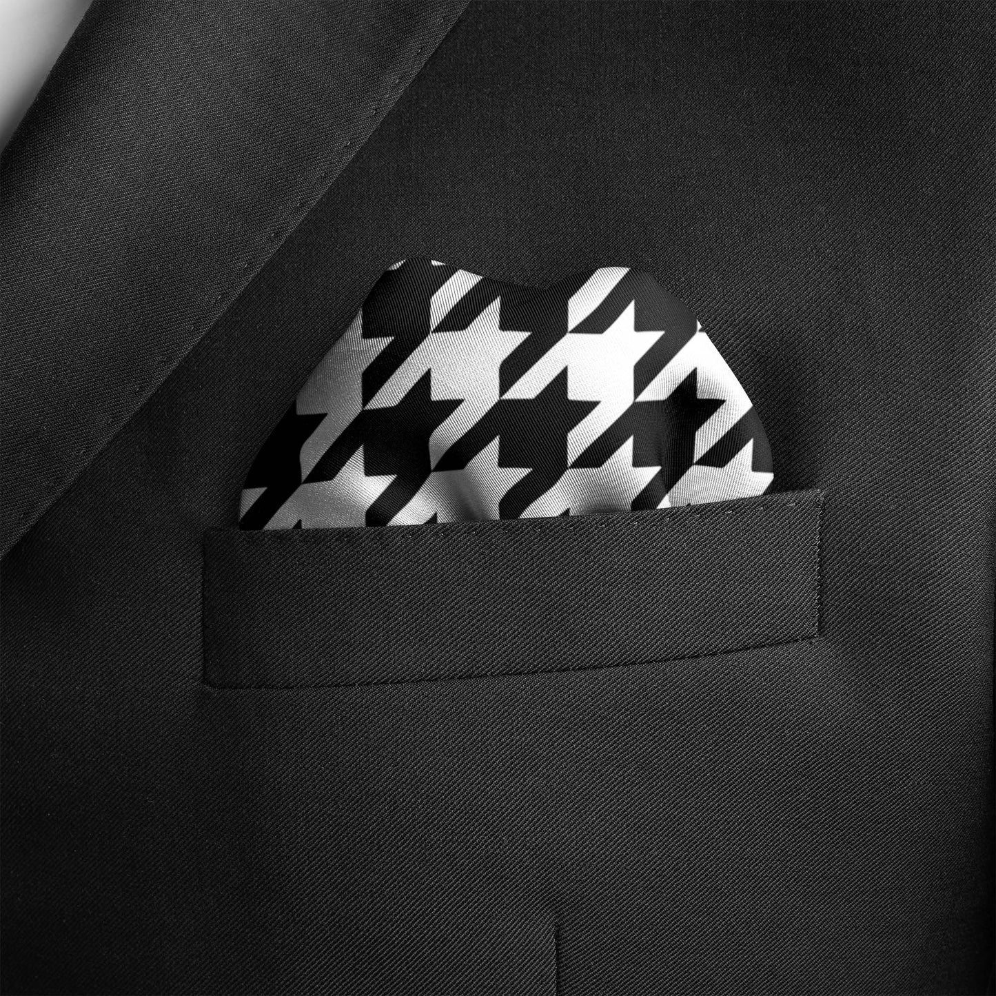 Houndstooth Silk Pocket Square — men's silk pocket square, view 5