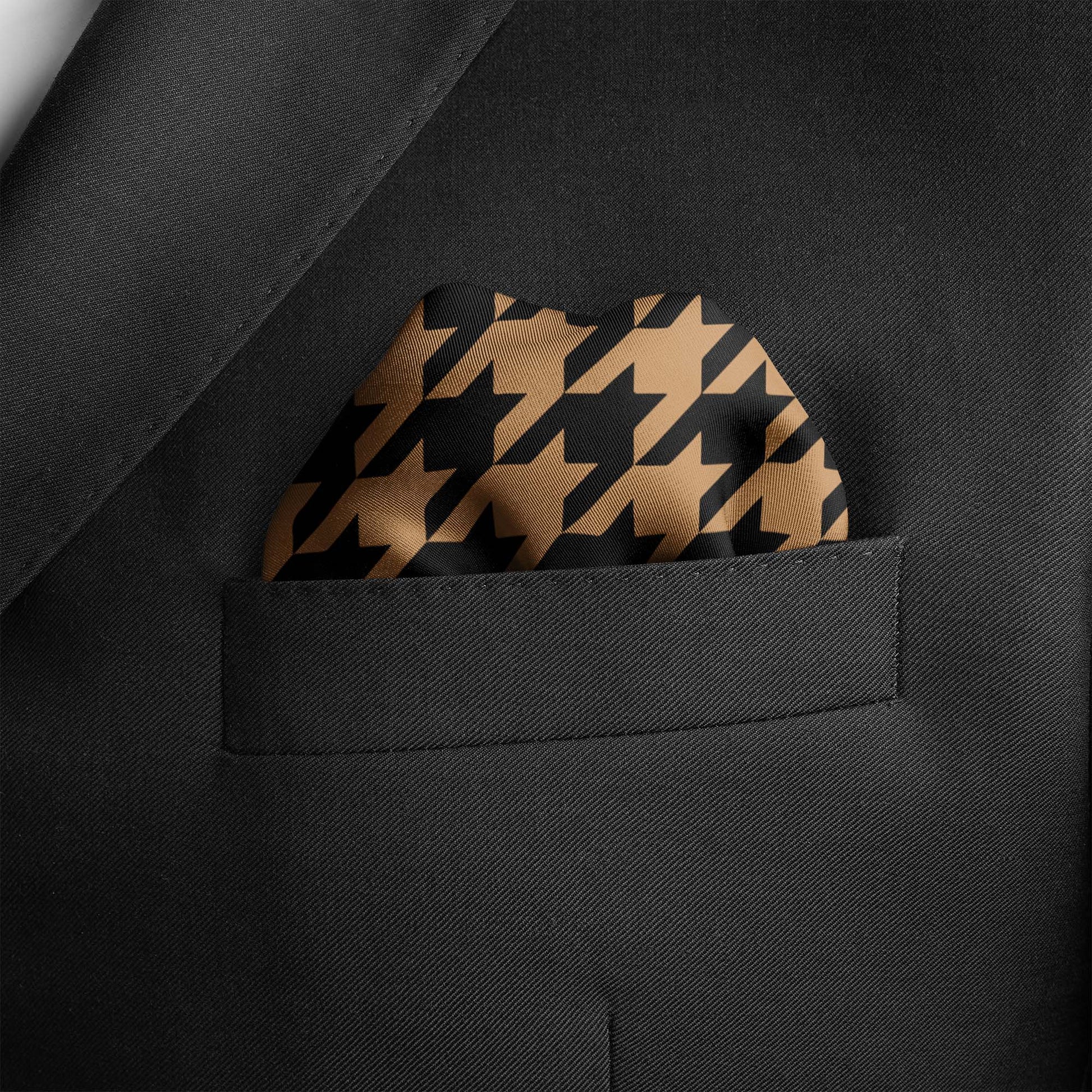 Royal Houndstooth Silk Pocket Square — men's silk pocket square, view 3