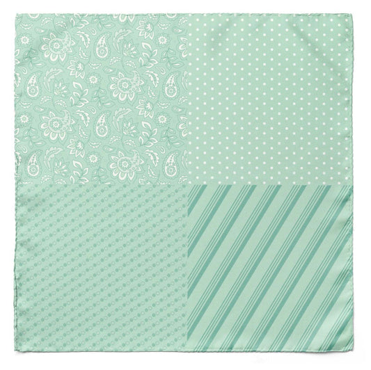 Four In One Pastel Green Silk Pocket Square — men's 100% silk pocket square
